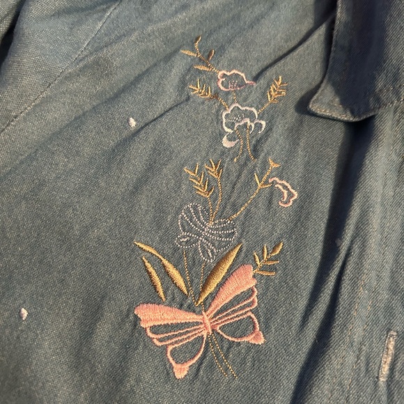 Embroidered Denim Button Up - Picture 4 of 4